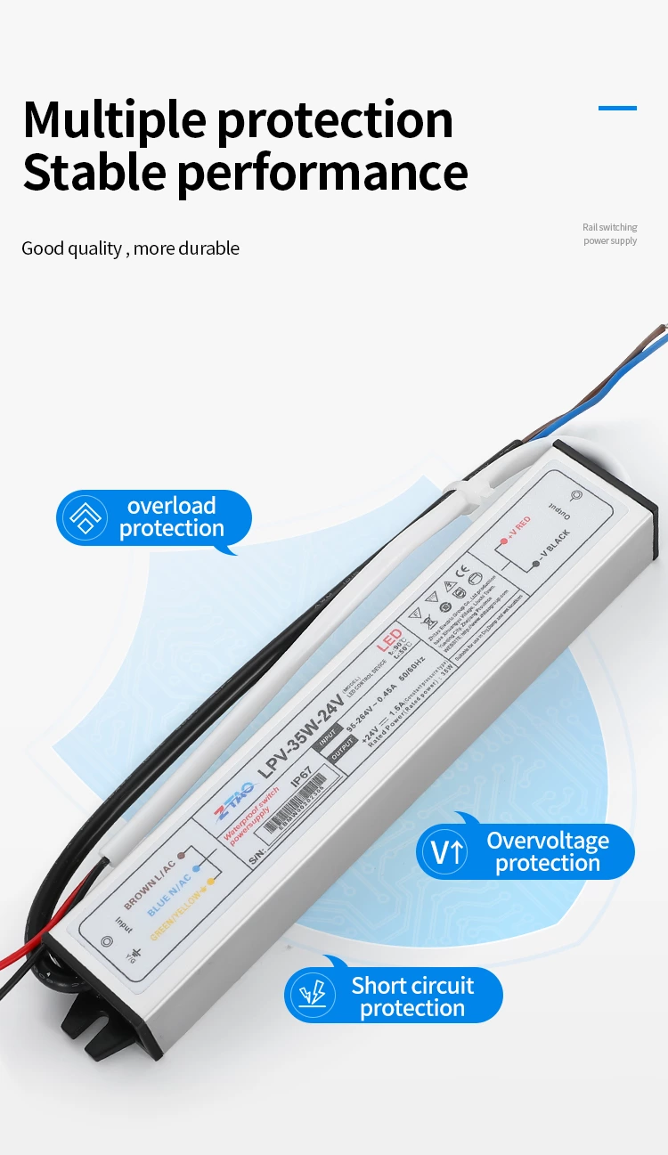IP67 Outdoor Waterproof Power Supply Lpv 12V/24V/48V 30W 50W 60W 100W 200W 300W AC DC Electronic LED Driver