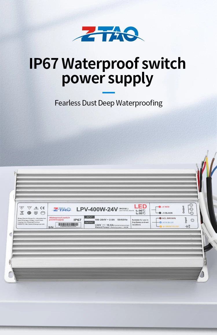 waterproof led power supply 12v 500W 400W 300w 200w ip67 led driver for outdoor led lighting
