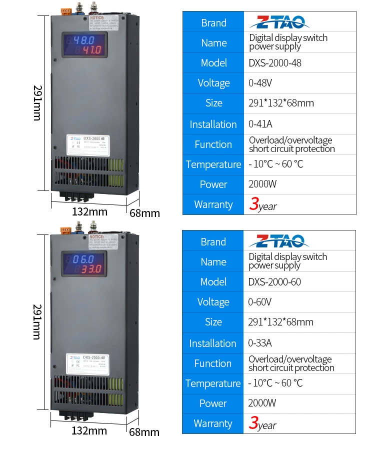 DXS 2000W digital display switching power supply Adjustable voltage and Current 0-24V 36V 48V 60v SMPS 24v 83A 48V 41.6a