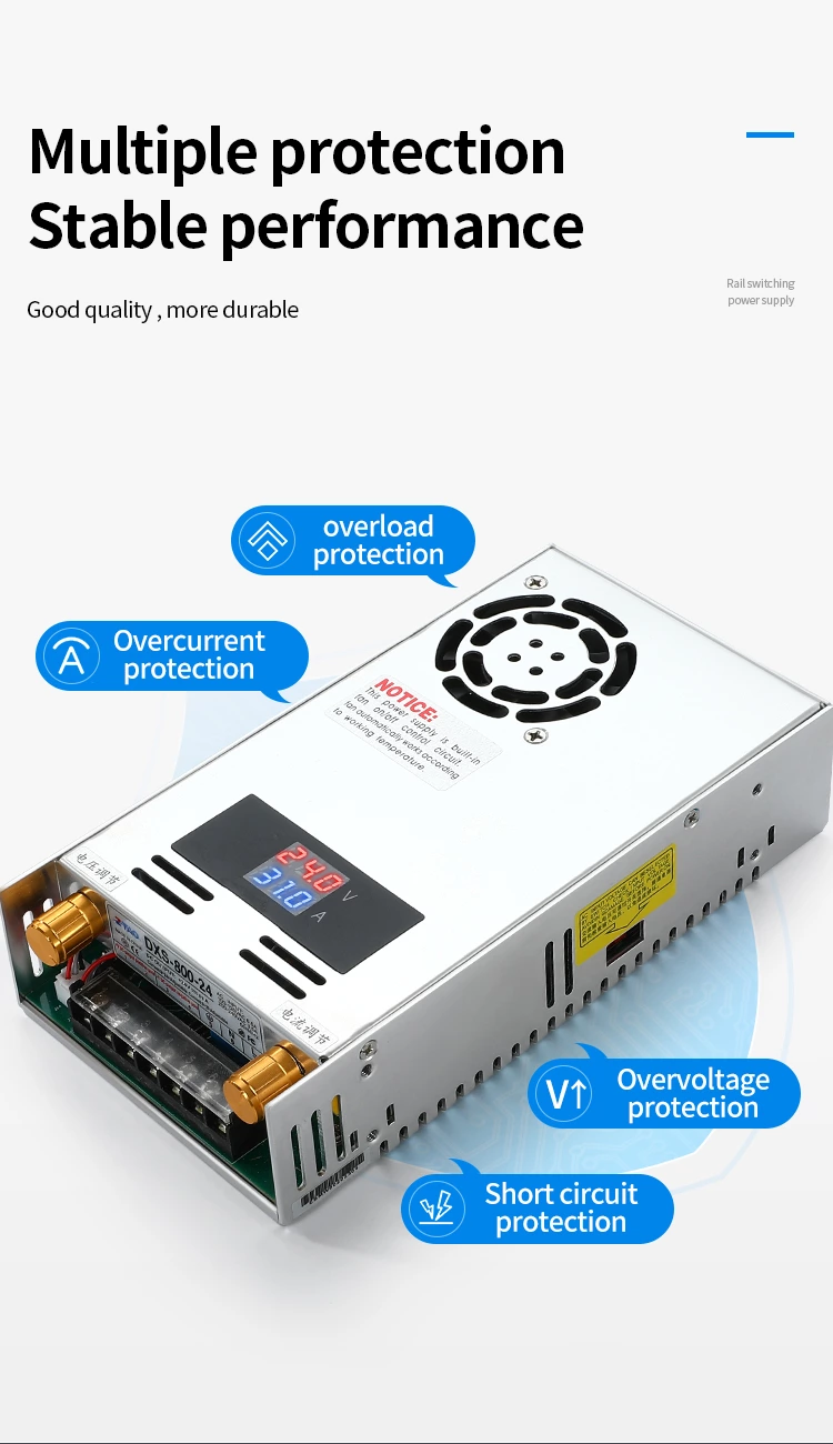 DXS 800W 0 to 80V adjustable 0 to10A Single Output Switching power supply AC to DC 110V or 220V with industrial equipment and cctv