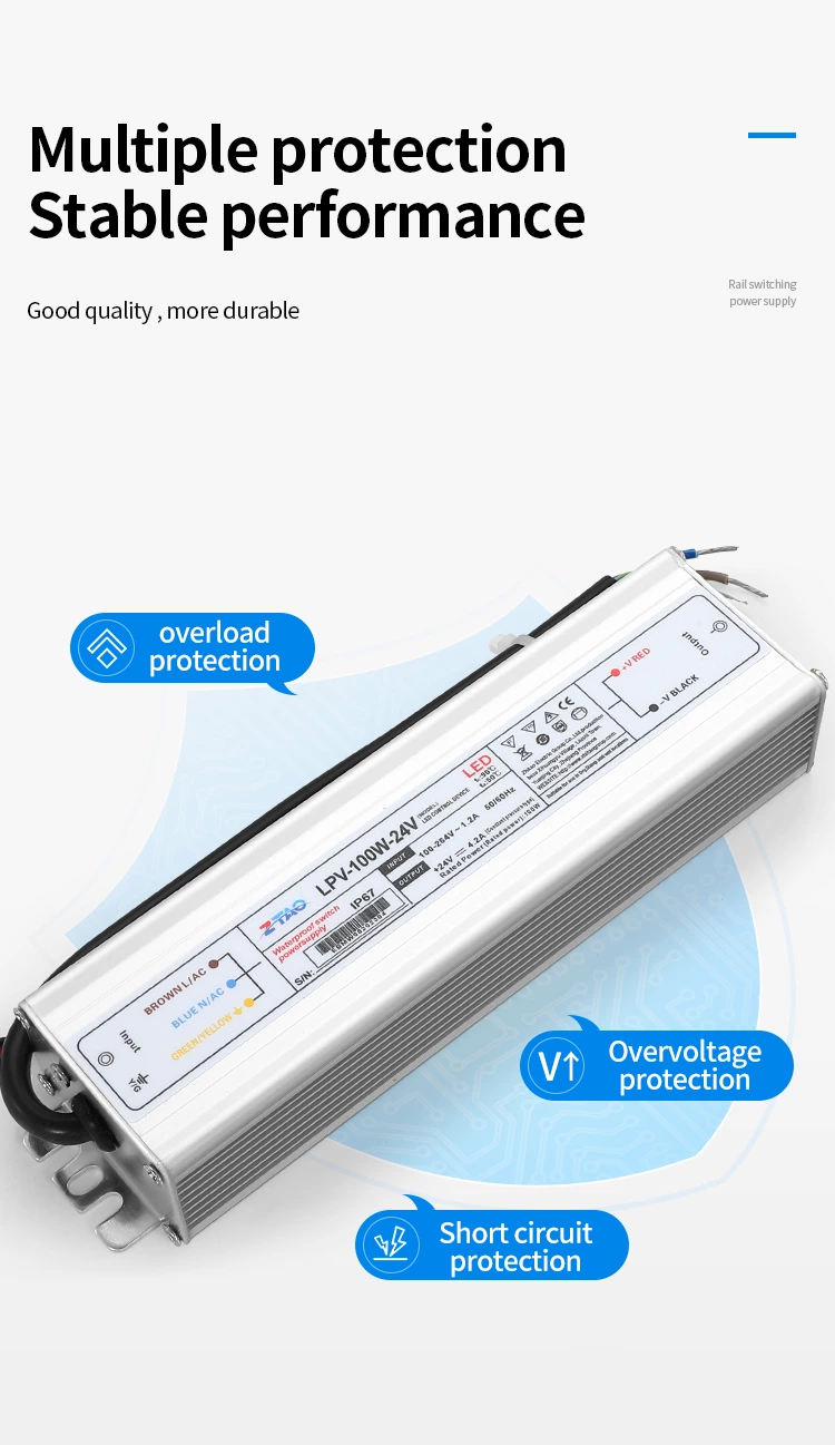 12v Led Controller AC to DC 24v Waterproof Thin Strip Light Power Supply Ip67 Outdoor with led drivers and swimming pool