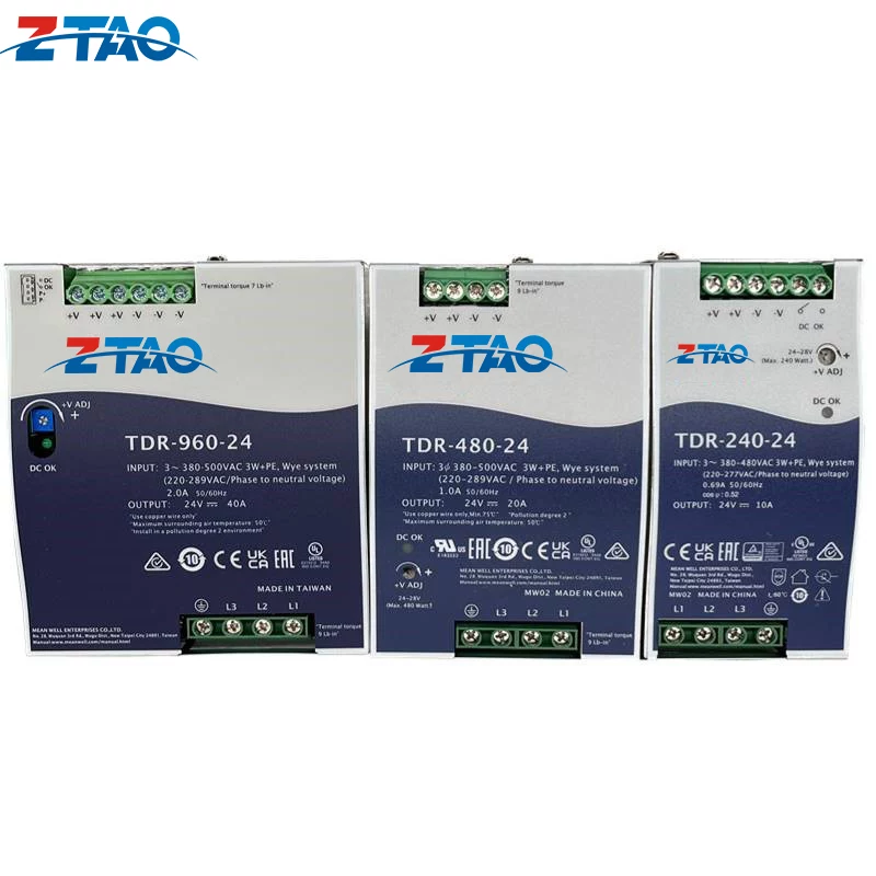 Tdr Switching Power Supply 240W 480W 960W 24V 40A Pfc DIN Rail Three-Phase Rail Power LED Driver