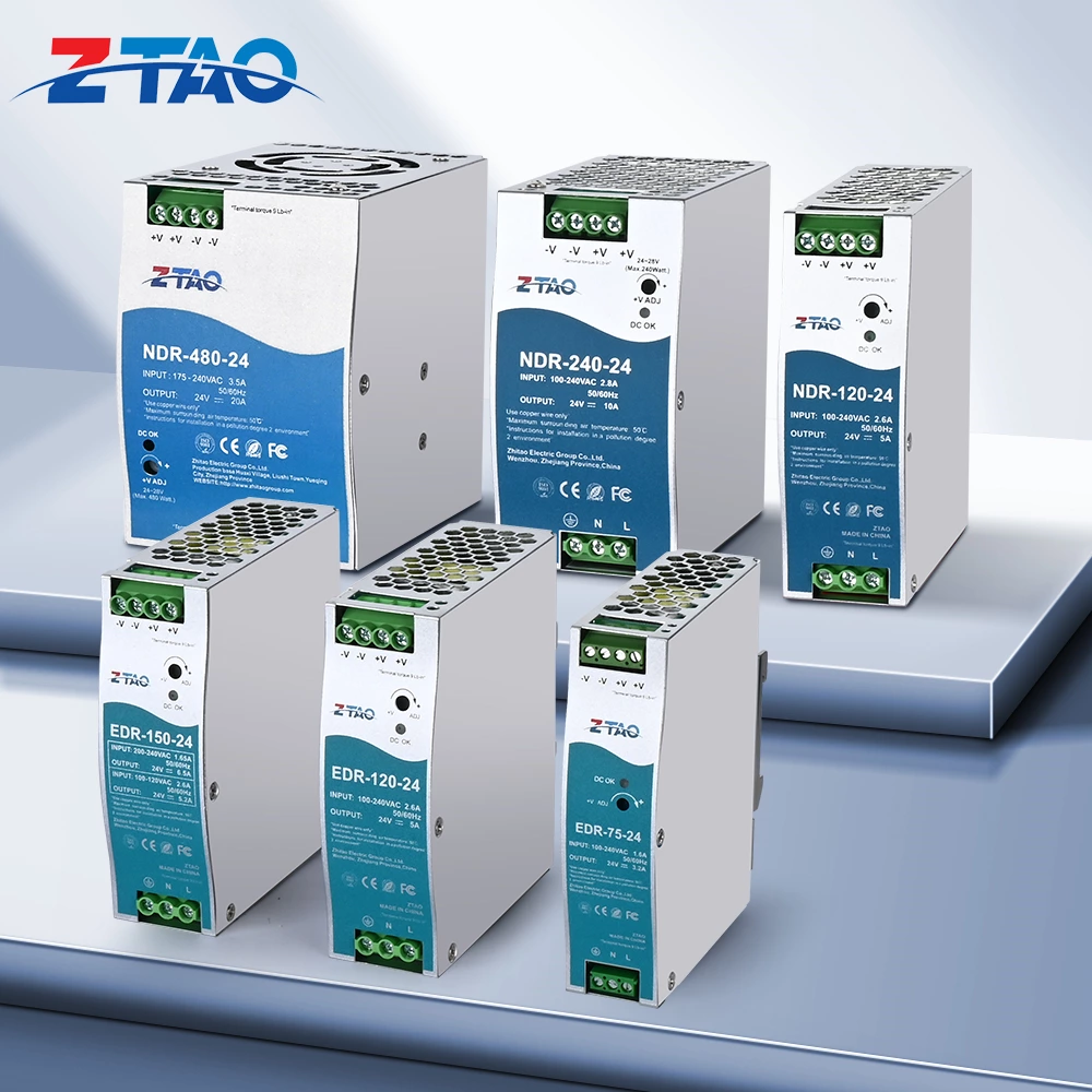Single Output NDR EDR Series Industrial Din Rail Switching Power Supply Industrial Control System 75W 120W 150W 240W 480W