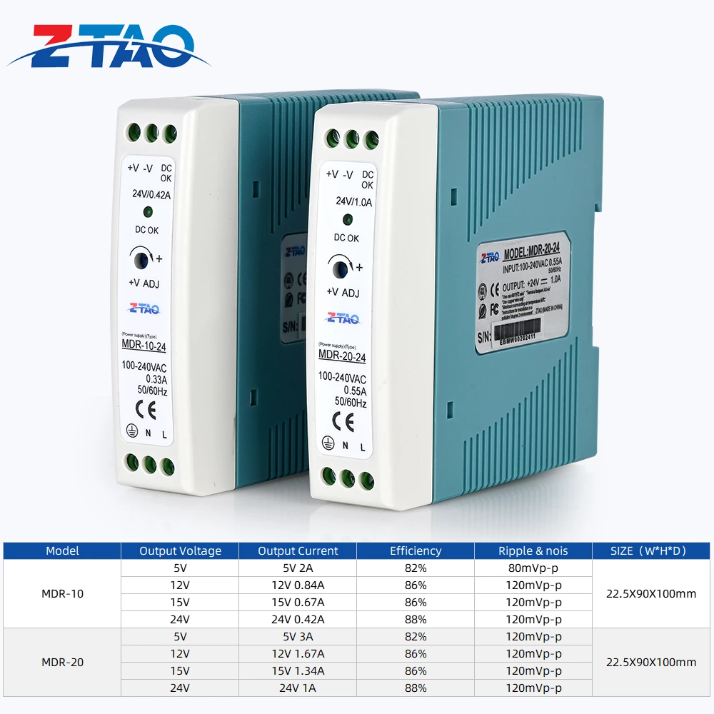 MDR-10W 20W 40w 60W 100W 24V 12V Industrial Din Rail Mount Switching Power Supply MDR Series/Single Output Industrial DIN Rail