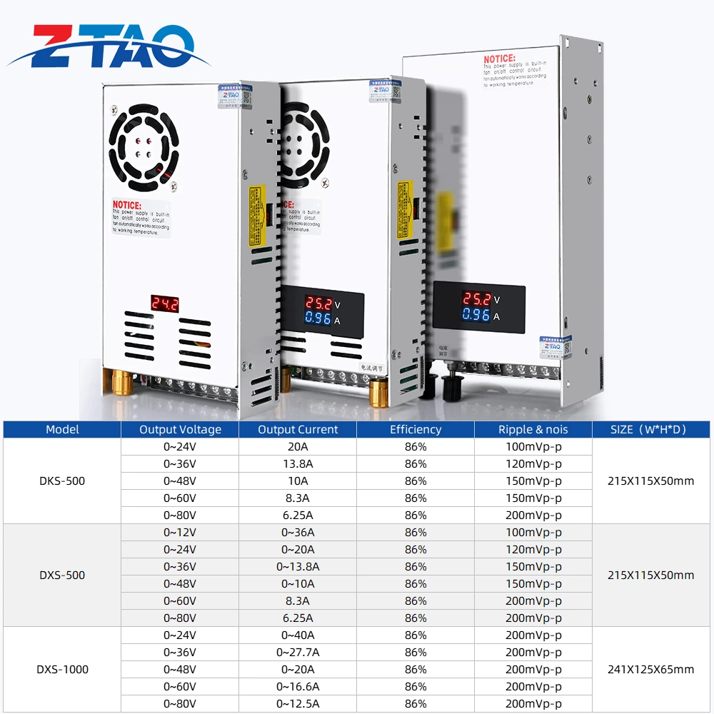 Ac to Dc Switching Power Supply 500W 800W 1000W 2000W 3000W with Digital Display Voltage Current Adjustable Smps 110v 220v