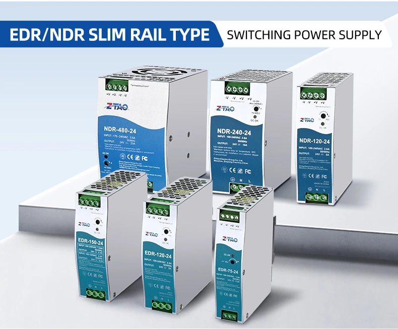Single Output NDR EDR Series Industrial Din Rail Switching Power Supply Industrial Control System 75W 120W 150W 240W 480W