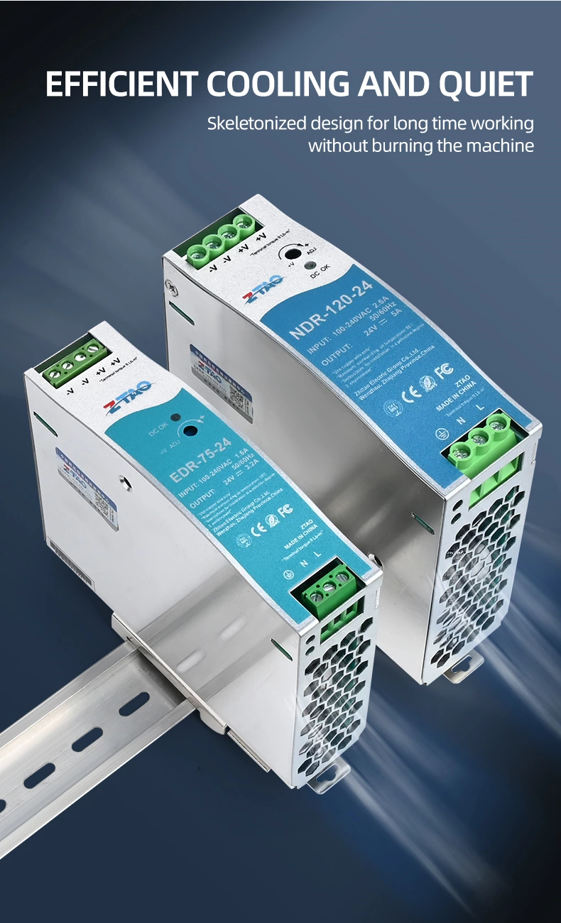 Single Output NDR EDR Series Industrial Din Rail Switching Power Supply Industrial Control System 75W 120W 150W 240W 480W
