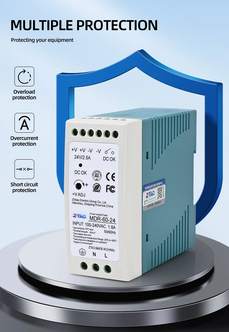 MDR-10W 20W 40w 60W 100W 24V 12V Industrial Din Rail Mount Switching Power Supply MDR Series/Single Output Industrial DIN Rail