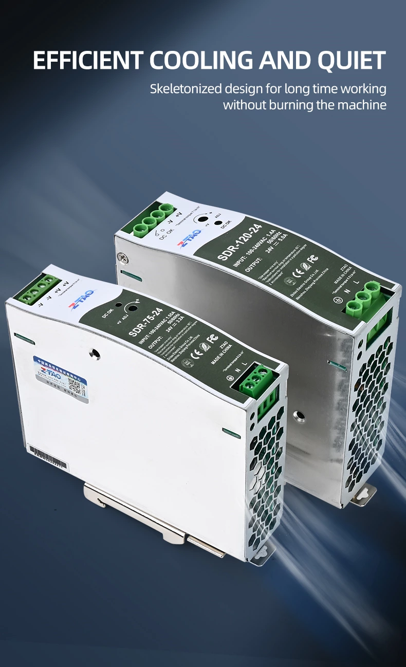 SDR Series SDR-75W SDR-120W SDR-240W AC-DC Single Output with PFC Function Industrial DIN Rail Switching Power Supply