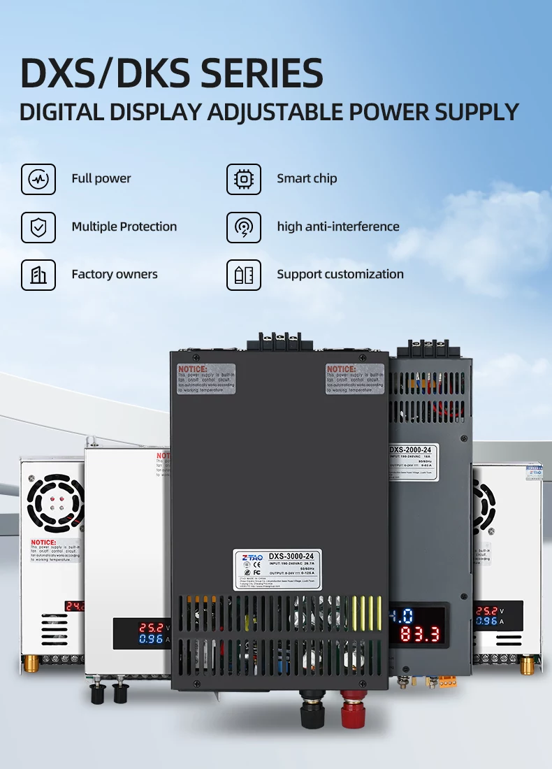 Ac to Dc Switching Power Supply 500W 800W 1000W 2000W 3000W with Digital Display Voltage Current Adjustable Smps 110v 220v