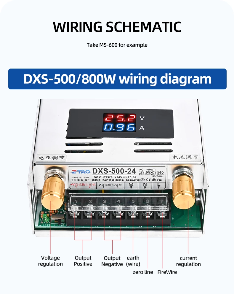 Ac to Dc Switching Power Supply 500W 800W 1000W 2000W 3000W with Digital Display Voltage Current Adjustable Smps 110v 220v