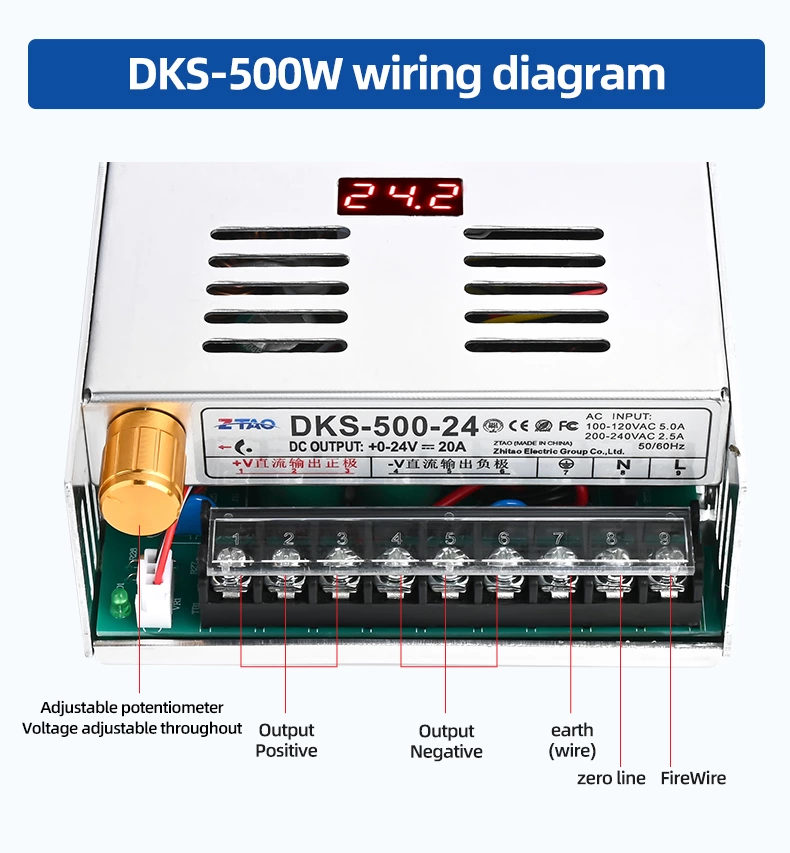 Ac to Dc Switching Power Supply 500W 800W 1000W 2000W 3000W with Digital Display Voltage Current Adjustable Smps 110v 220v