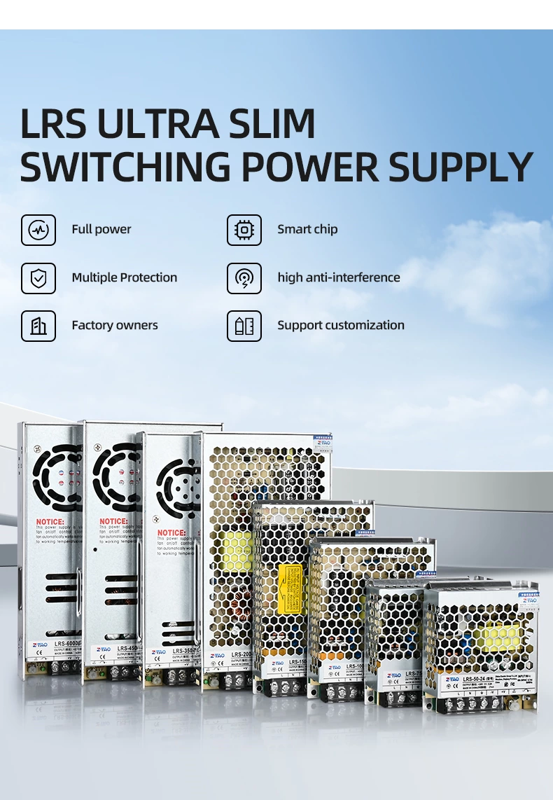 LRS Series Smps Cctv AC 110v 220v 35W 50W 75W 100W 150W 200W 350W 400W 600W Dc Switching Power Supply for Automation Equipment