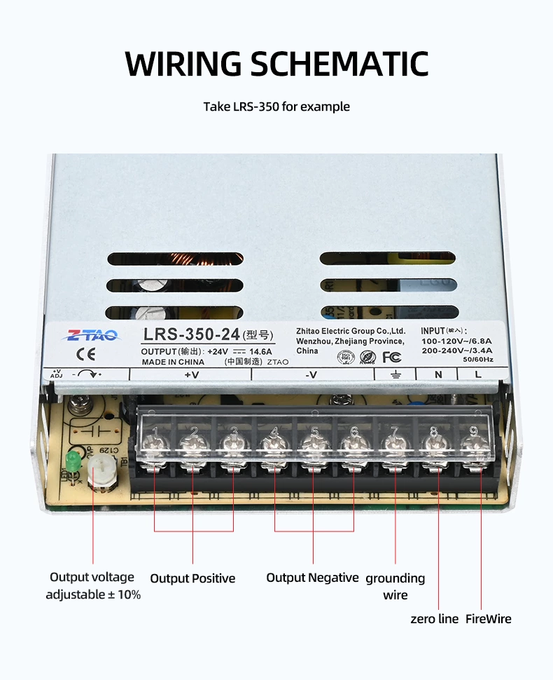 LRS Series Smps Cctv AC 110v 220v 35W 50W 75W 100W 150W 200W 350W 400W 600W Dc Switching Power Supply for Automation Equipment