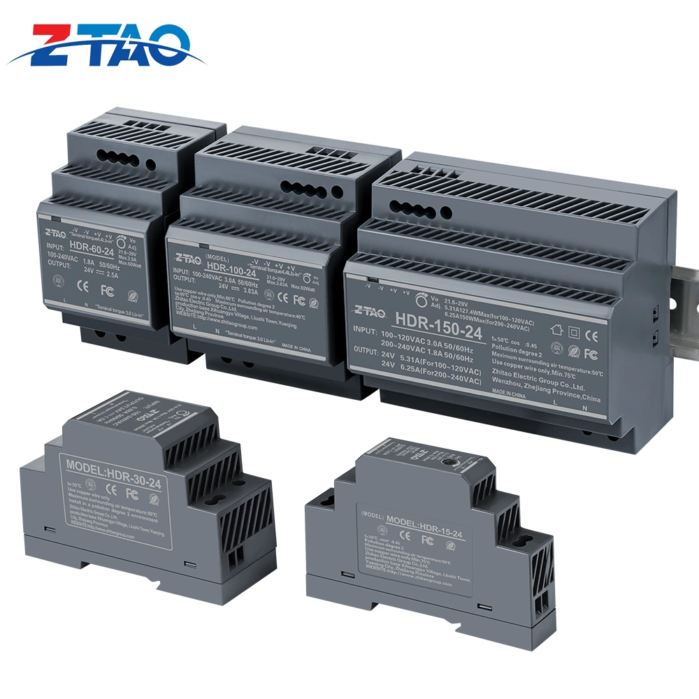 Din Rail Series Ultra-Thin HDR Series Smps Power Supplies HDR 15W 30W 60W 100W 150W 12V 24V Ac to Dc Switching Power Supply