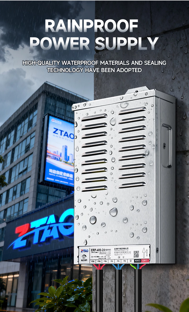 Outdoor Rainproof Industry Use LED Driver 400W 600W 220-240V 12V/24V Constant Voltage Switching Power Supply 60Hz Output Single