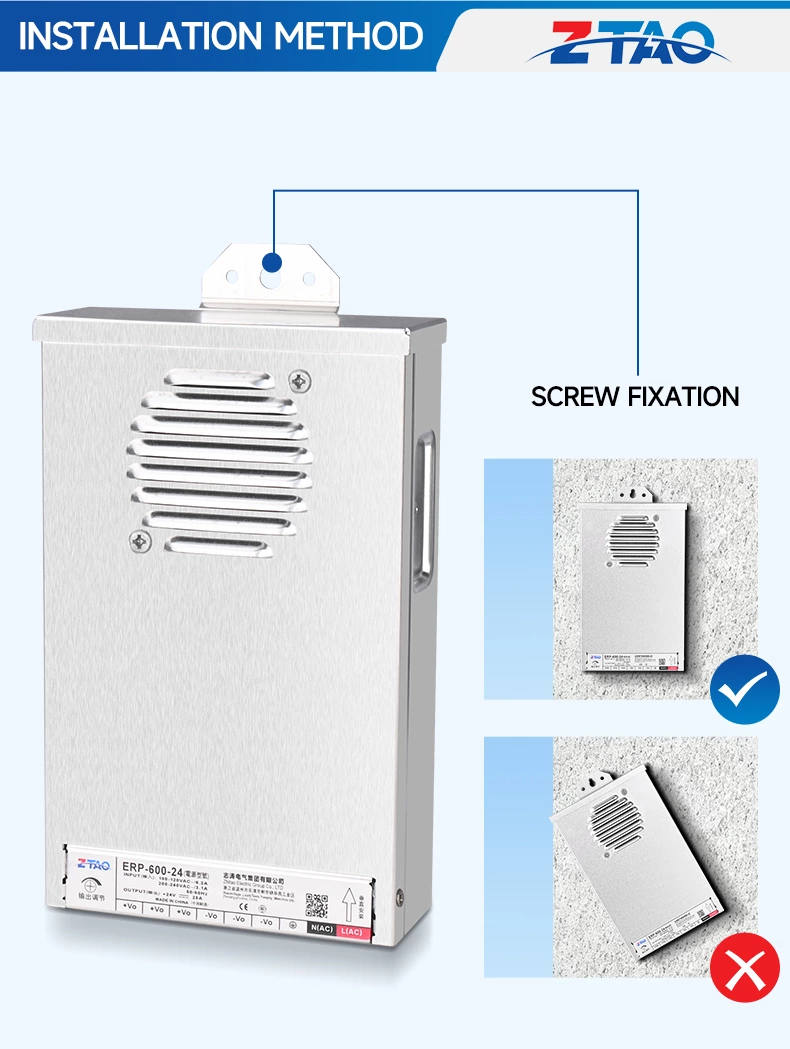 Outdoor Rainproof Industry Use LED Driver 400W 600W 220-240V 12V/24V Constant Voltage Switching Power Supply 60Hz Output Single