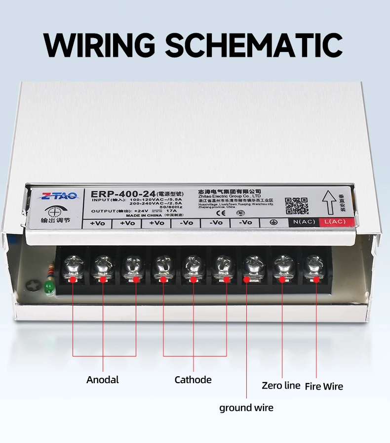 Outdoor Rainproof 24 Volt 400W LED Power Supply 12V 17 Amp Adapter Single Output Switching Converter Industry Use CE/FCC